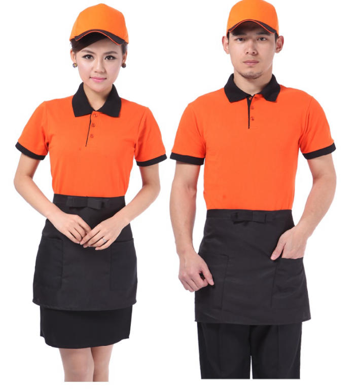 Đồng phục quán cafe mang phong cách hiện đại có gam màu tươi sáng